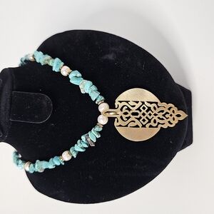 Elegant Gold and Turquoise Necklace